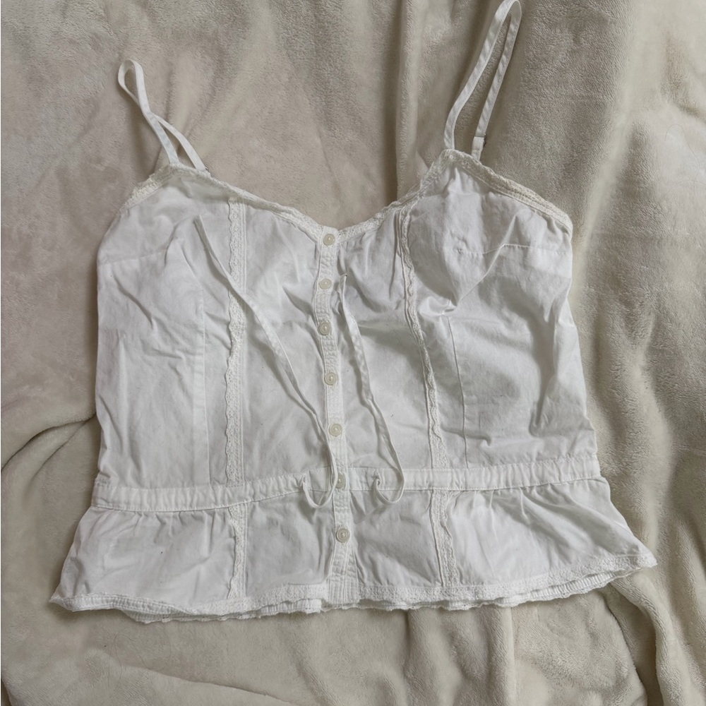 Brandy Melville White Button-Up Camisole